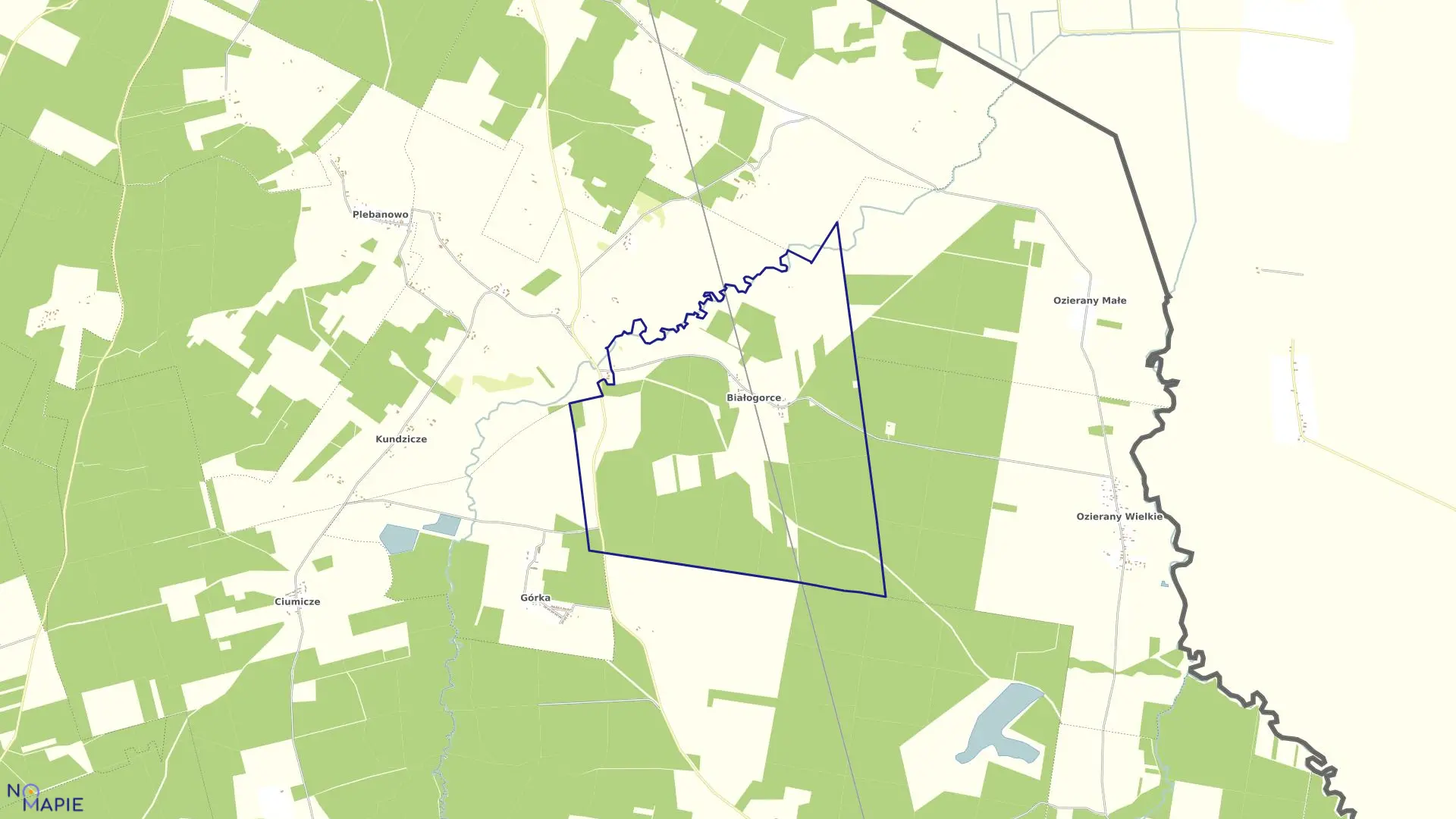 Mapa obrębu BIAŁOGORCE w gminie Krynki