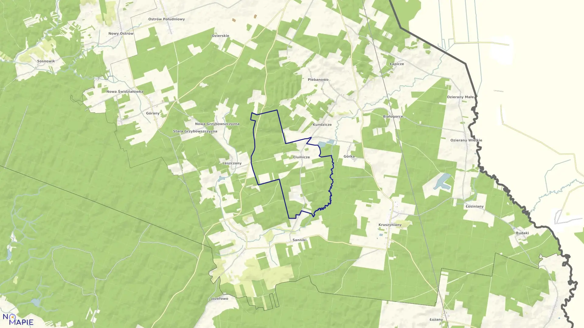 Mapa obrębu CIUMICZE w gminie Krynki