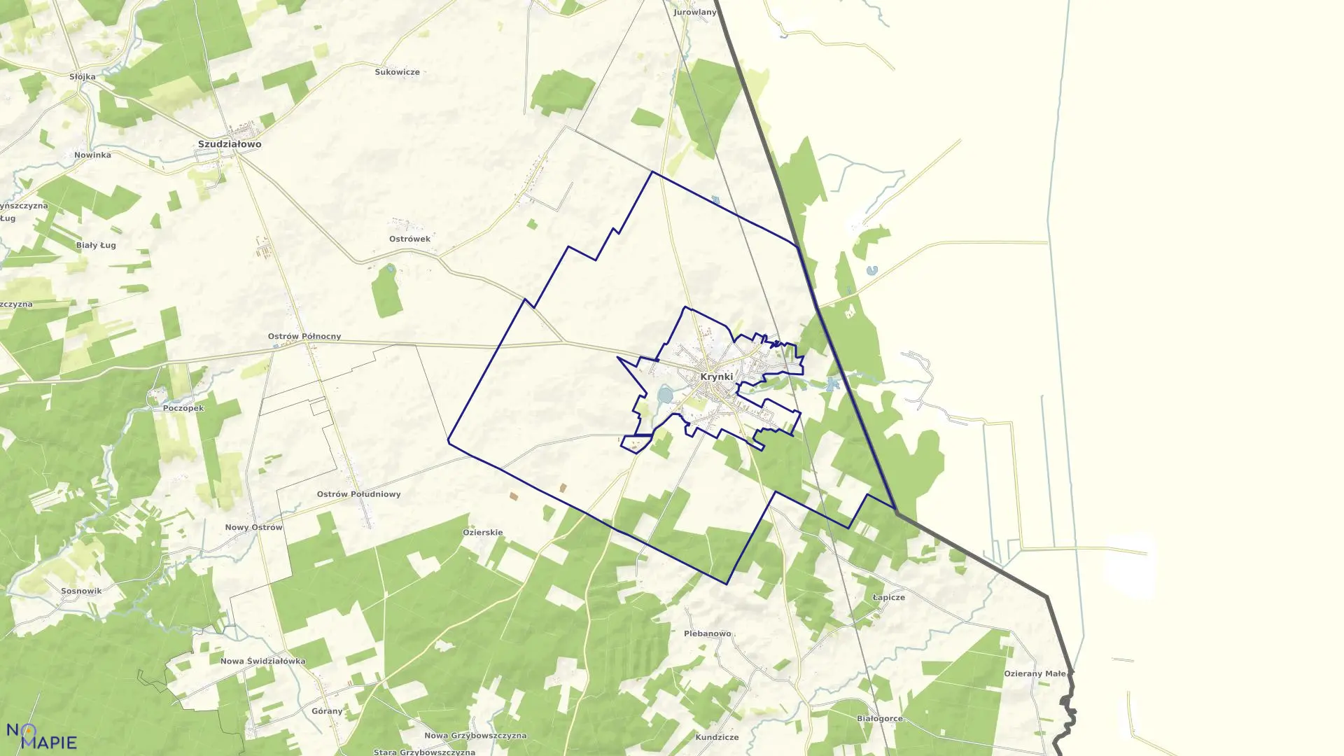 Mapa obrębu KRYNKI w gminie Krynki