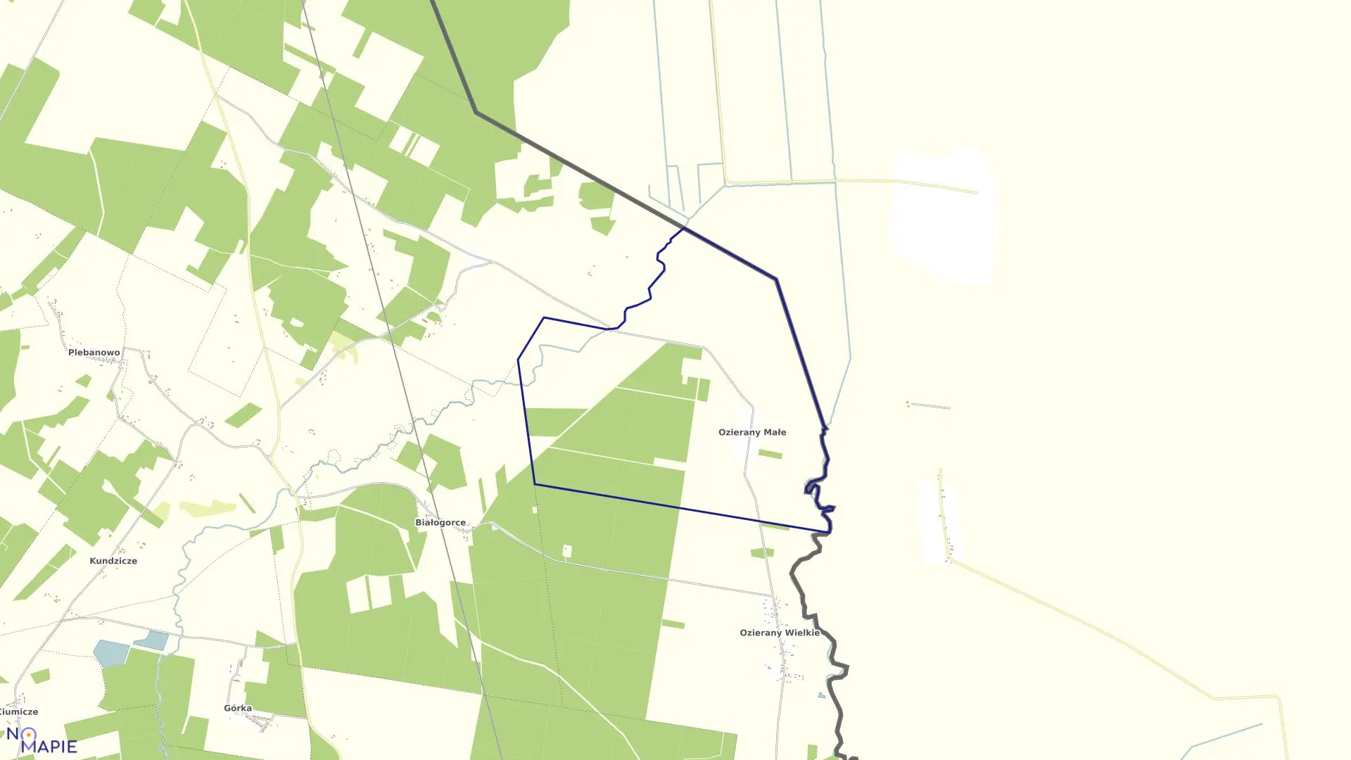 Mapa obrębu OZIERANY MAŁE w gminie Krynki