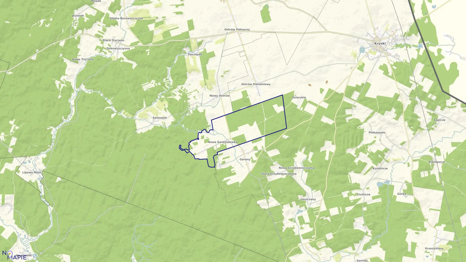 Mapa obrębu ŚWIDZIAŁÓWKA w gminie Krynki